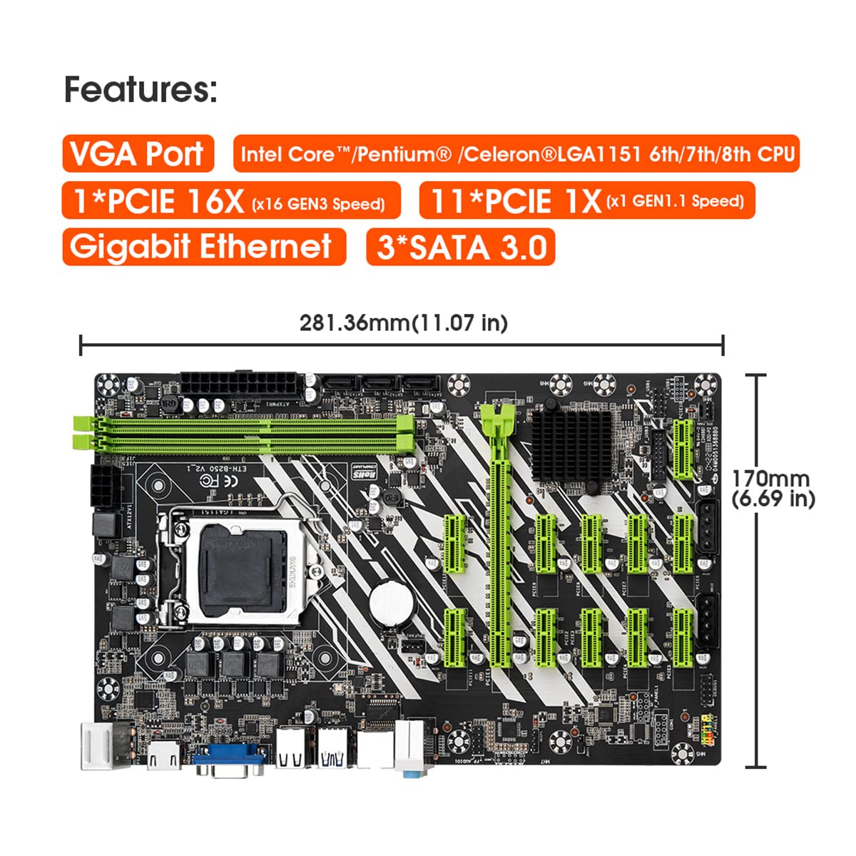 Amazon | B250 BTCマイニングマザーボード 12 GPUスロット